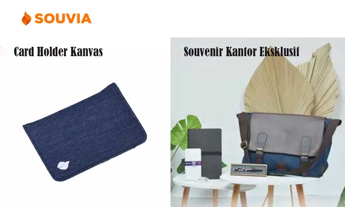 card holder kanvas souvenir kantor eksklusif